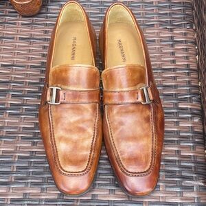 Magnanni Mens Tan Leather Bit Loafers